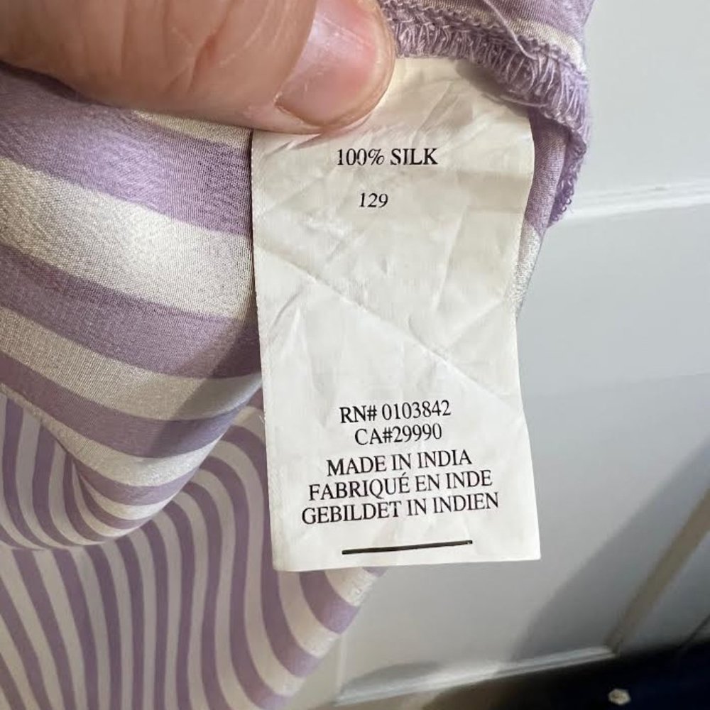 New Balance Heidi Klum Collection Eggshell and Lilac 100% Silk Dress - Size XL - Picture 3 of 8